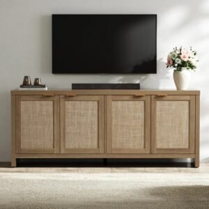 Buffet Meja TV Rotan Minimalis 4 Pintu