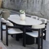Meja Cafe Marmer Oval 6 Kursi Minimalis Modern Premium
