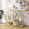 Meja Konsol Minimalis Modern Stainless Gold Top Marmer Putih
