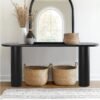 Meja Konsol Oval Minimalis Kayu Hitam Modern Premium