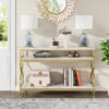 Meja Konsol Stainless Gold 2 Susun Top Marmer Modern