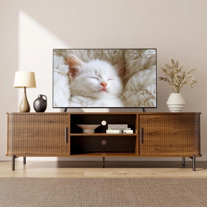 Meja TV Kayu Minimalis Rak Terbuka Modern
