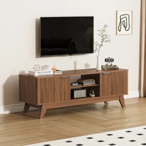 Rak TV Kayu Jati Salur Minimalis Walnut