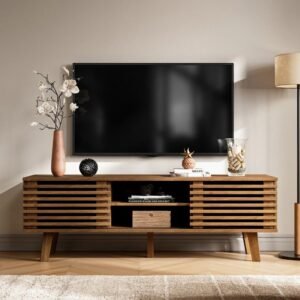 Rak TV Kayu Minimalis Slatted Modern