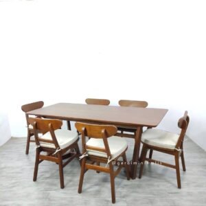 Set Meja Kursi Cafe Kayu Modern 6 Kursi Terlaris