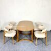 Set Meja Kursi Cafe Oval Kayu Minimalis 4 Kursi