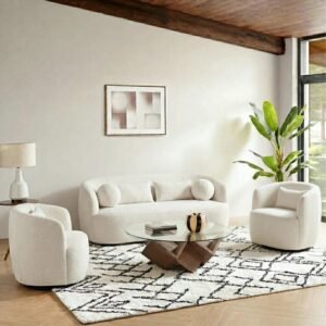 Set Sofa Ruang Tamu Boucle Putih Minimalis 211