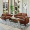 Set Sofa Ruang Tamu Kulit Sintetis Mid Century 321