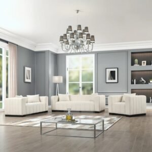 Set Sofa Ruang Tamu Minimalis Putih Elegan Monaco Salur