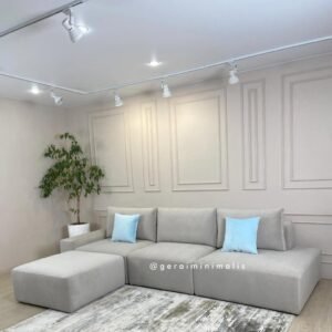 Sofa Sudut Ruang Tamu Minimalis Simple Kayu Jati