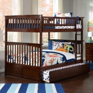 Tempat Tidur Anak Bertingkat Kayu Jati Walnut Minimalis Ibela