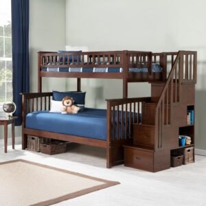 Tempat Tidur Tingkat Anak Dewasa Kayu Jati Minimalis Walnut