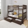 Tempat Tidur Tingkat Anak Kayu Minimalis 2 Susun dengan Laci Bawah Multifungsi