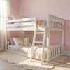 Tempat Tidur Tingkat Anak Putih Minimalis Kayu dengan Tangga Tengah