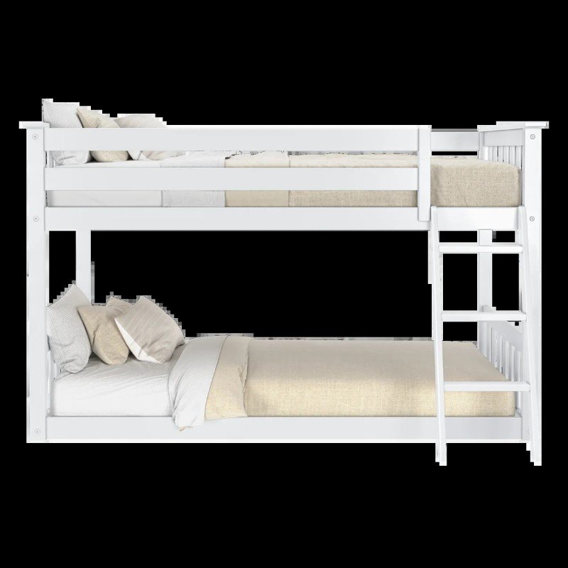 Tempat Tidur Tingkat Anak Putih Minimalis Kayu dengan Tangga Tengah (2)