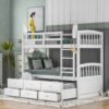 Tempat Tidur Tingkat Anak Putih Modern dengan 6 Laci dan Kasur Tarik