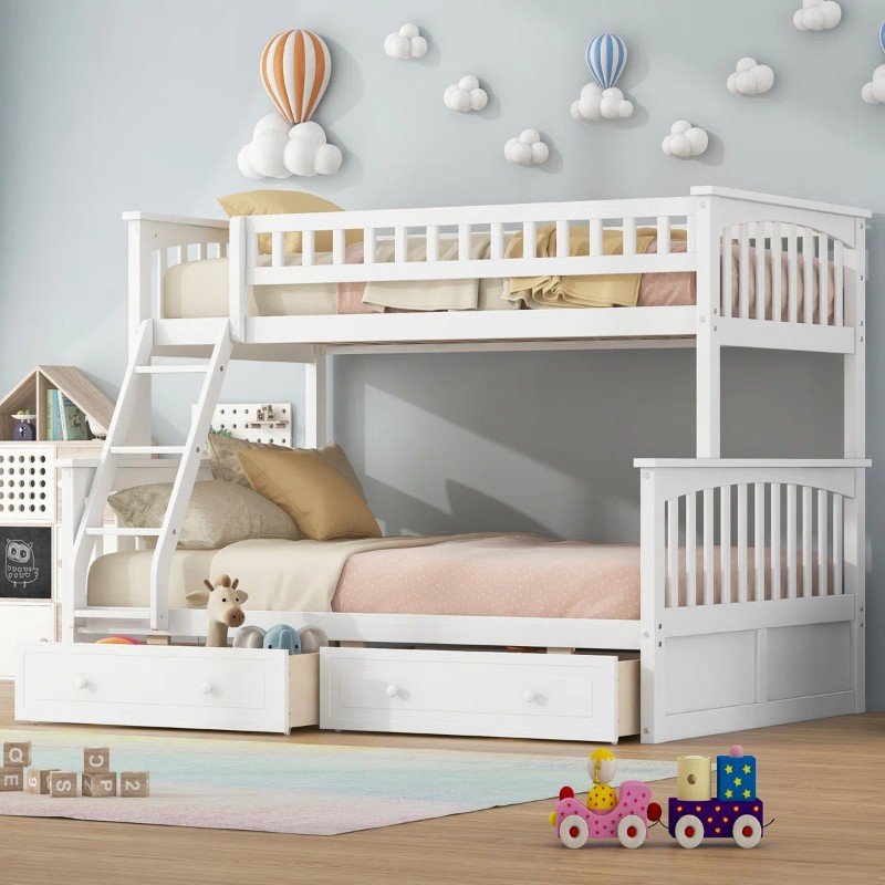 Tempat Tidur Tingkat Anak Twin dengan Laci Bawah