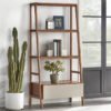 Bookcase Minimalis Modern Kayu Natural dengan Laci Putih