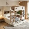 Bunk Bed Anak Model Rumah dengan Laci Penyimpanan