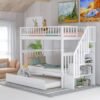 Bunk Bed Anak dengan Tangga Rak dan Tempat Tidur Tarik