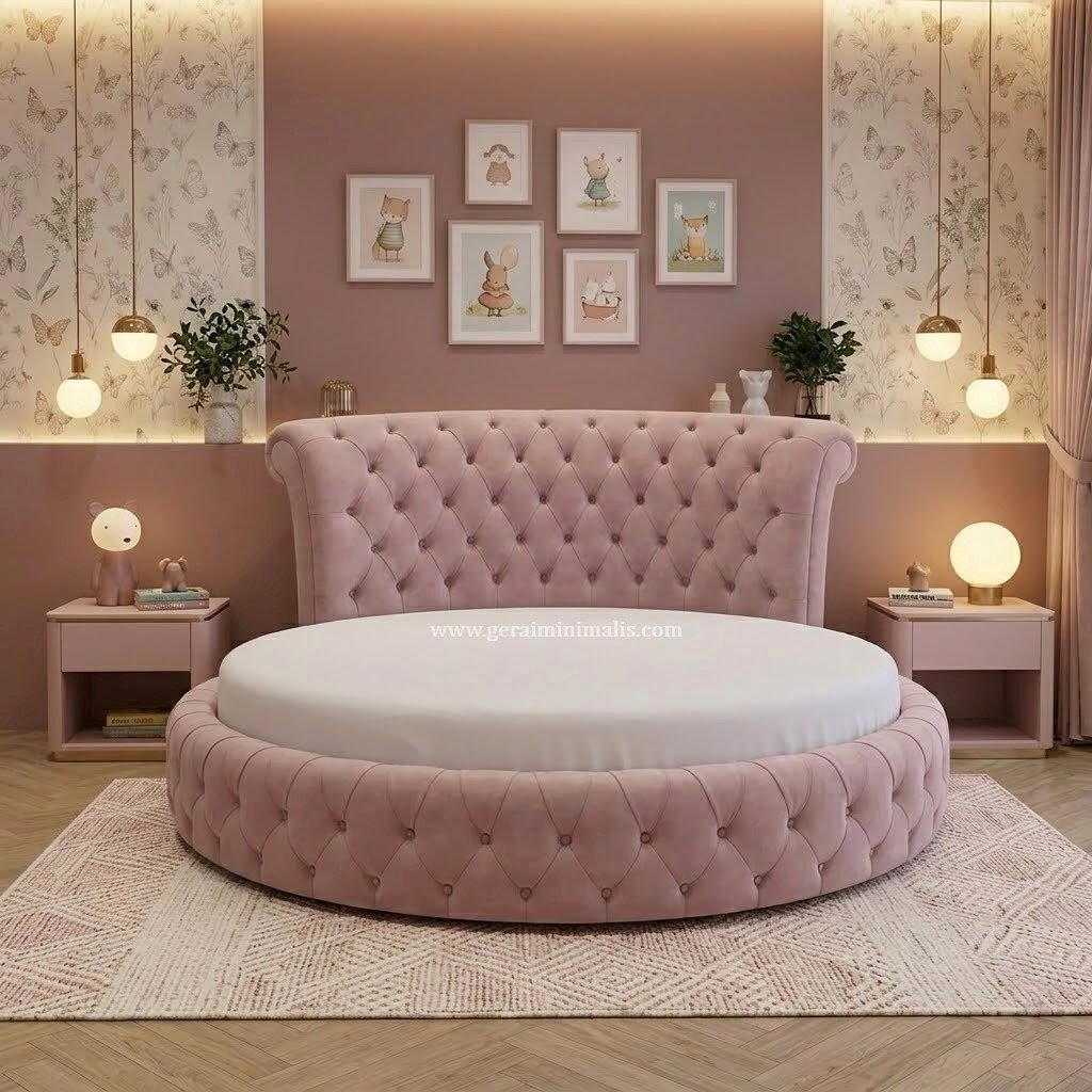 Dipan Bulat Velvet Gaya Klasik Modern