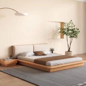 Dipan Kayu Jati dengan Headboard Upholstery