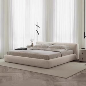 Dipan Tempat Tidur Boucle Minimalis dengan Desain Rendah
