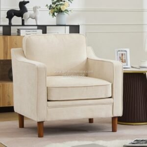 Kursi Sofa Minimalis Beige Kaki Kayu Seri Harper
