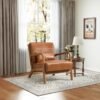 Kursi Sofa Single Kulit Coklat Mid Century Seri Austin