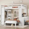 Loft Bed Kayu Anak dengan Lemari Pakaian dan Meja Kerja