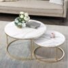 Meja Coffee Bulat Marmer Putih Gold Model Nesting Minimalis
