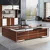 Meja Direktur Minimalis L Shape Ruang Kerja Modern dengan Kabinet Samping
