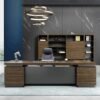 Meja Direktur Modern Kayu dengan Kabinet Minimalis