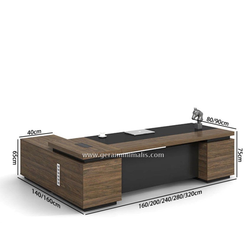 Meja Direktur Modern Kayu dengan Kabinet Minimalis (3)