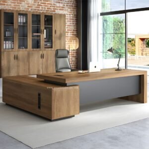Meja Kantor Direktur L Shape Mewah Modern