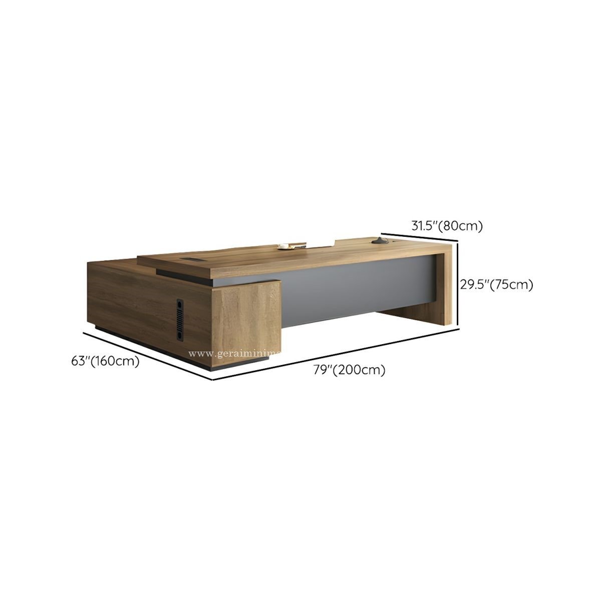 Meja Kantor Direktur L Shape Mewah Modern (2)
