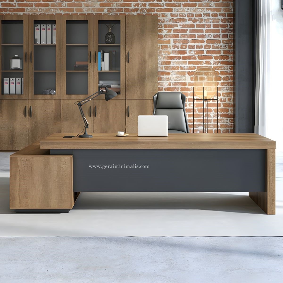 Meja Kantor Direktur L Shape Mewah Modern (3)
