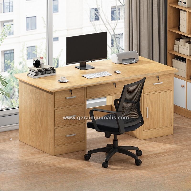 Meja Kantor Minimalis Modern Simple Laci Samping Simple (2)
