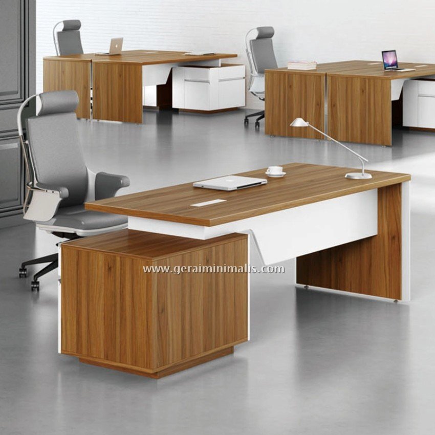 Meja Kantor Modern Minimalis dengan Kabinet Samping (4)