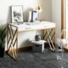 Meja Kantor Modern Putih Gold Minimalis Office Desk Elegan