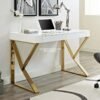 Meja Kantor Modern Putih Gold Premium Office Desk Minimalis