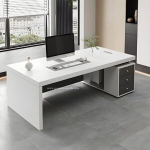 Meja Kerja Kantor Direktur Minimalis Modern Putih Sederhana