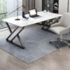Meja Kerja Kantor Industrial Kaki Besi Modern Premium Marmer
