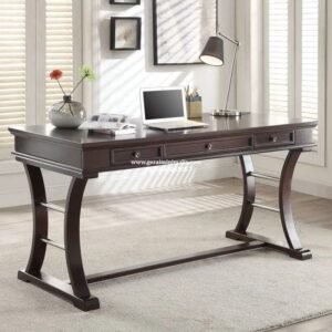 Meja Kerja Kantor Kayu Jati Minimalis 3 Laci Unik untuk Home Office