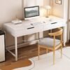 Meja Kerja Kantor Minimalis Modern Putih 2 Laci Simple