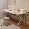 Meja Kerja Kantor Minimalis Modern Putih Kaki Besi Industrial