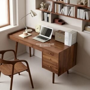 Meja Kerja Kayu Minimalis Home Office 3 Laci Gaya Scandinavian