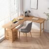 Meja Kerja L Shape Minimalis Kayu Jati Sederhana