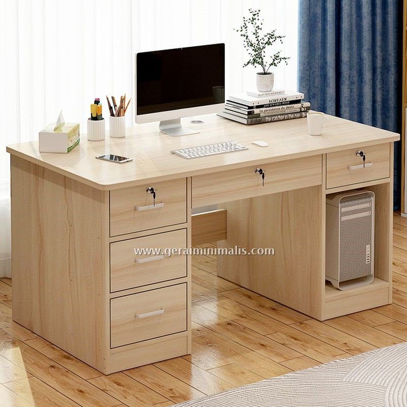 Meja Kerja Minimalis Modern dengan Laci 3 Tingkat (2)