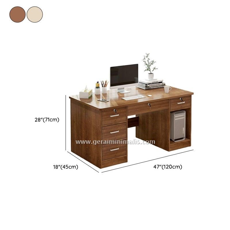 Meja Kerja Minimalis Modern dengan Laci 3 Tingkat (3)